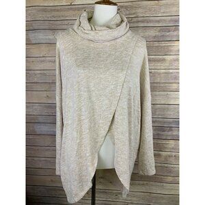 Wonderland Orange Womens Large Cross Front Cowl Neck Sweater Space Dyed Long Slv